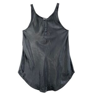 Cinema Etoile Black Tank Top Sleeveless Button Up Polyester Casual Blouse Medium